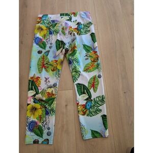 Athleta Sonar Crop Leggings Women M Tropical Bay Leaf All Over Pull‎ On Athletic